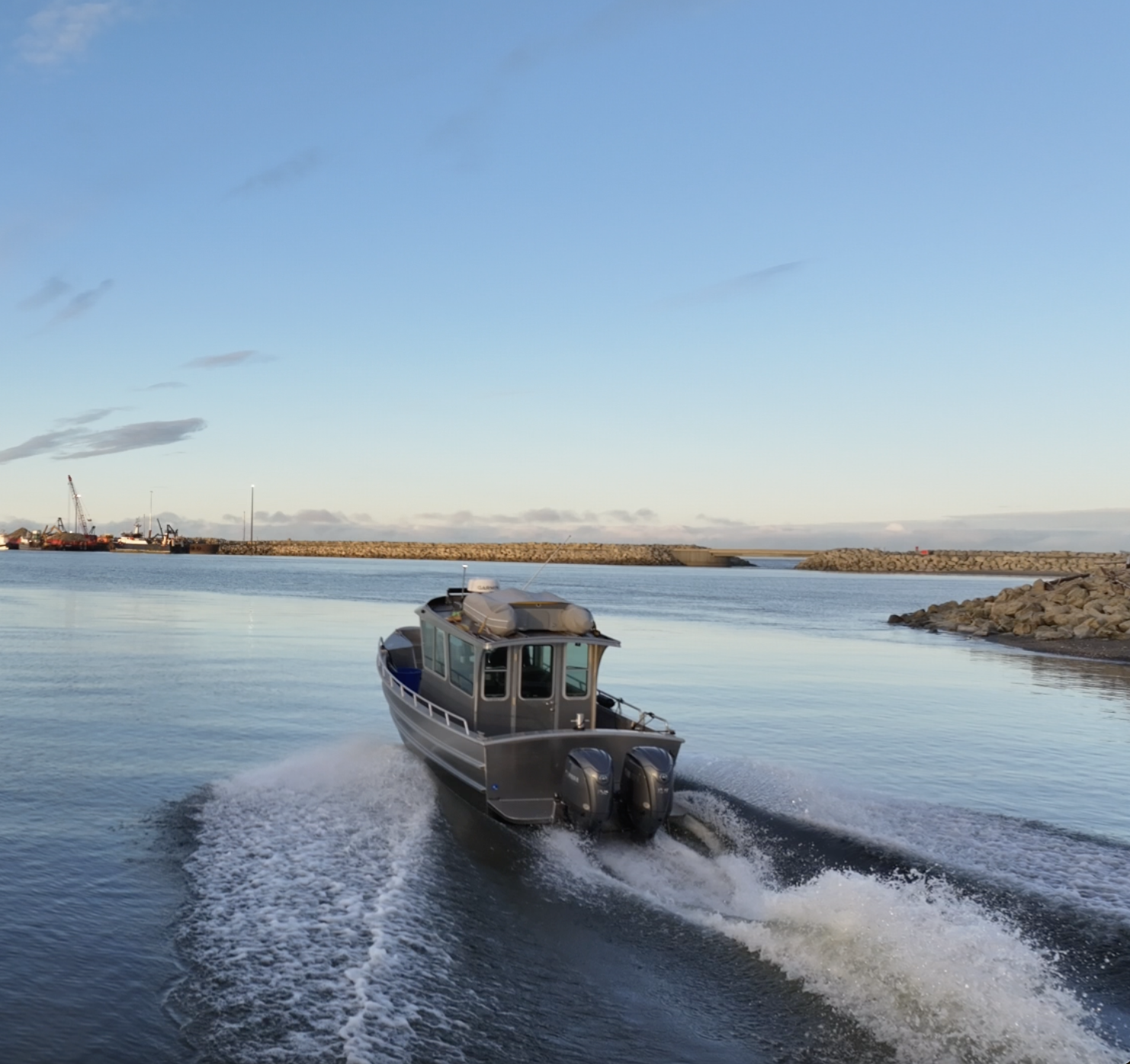 Nome Alaska Outer Harbor is getting an Expansion. Nome's first offshore charter leaving the port.