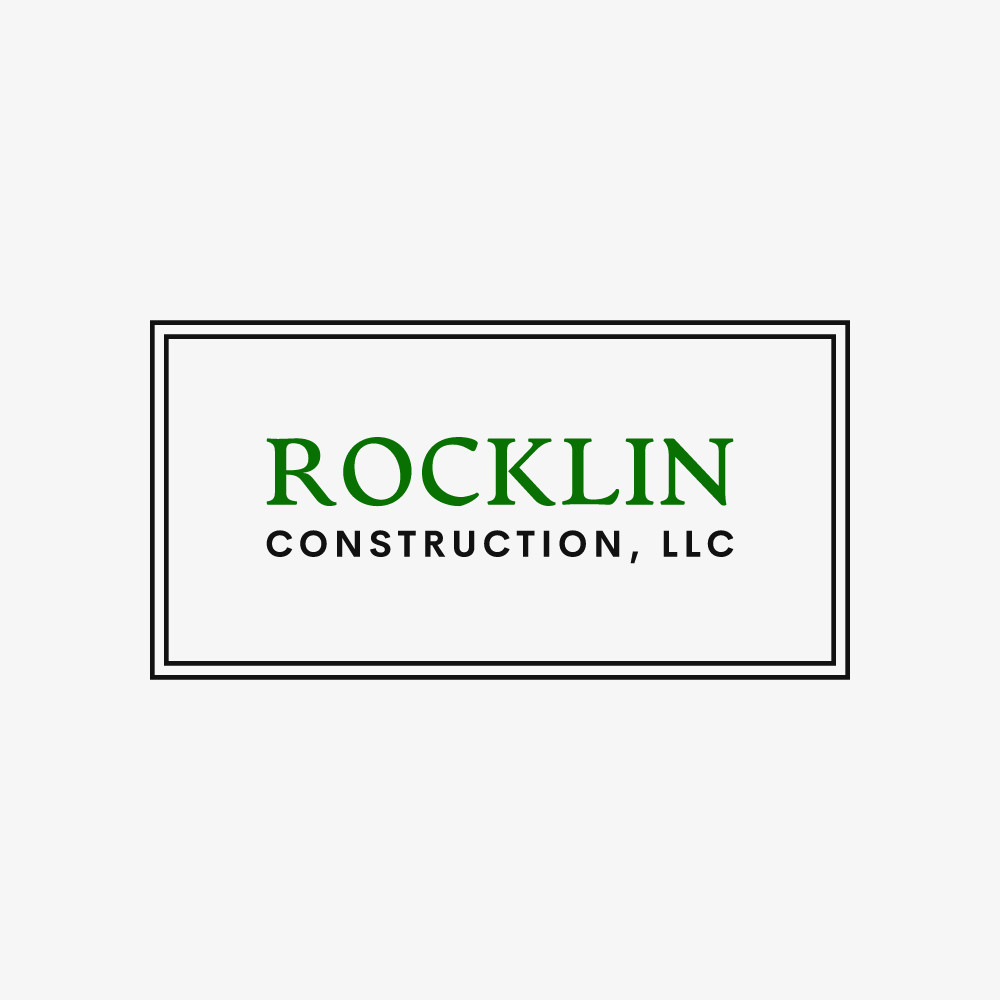 Logo for Rocklin Construction, LLC with green and black text on a white background.