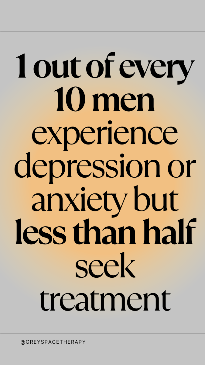 Quote about mental health: "1 out of every 10 men experience depression or anxiety but less than half seek treatment."