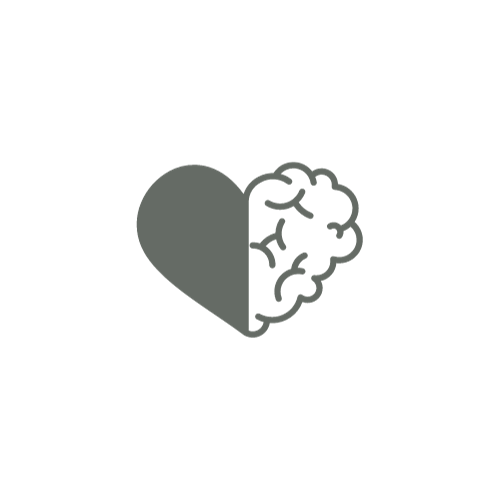 A graphic illustration of a heart with one half as a heart symbol and the other half as a brain symbol, representing mental health or brain-heart connection.
