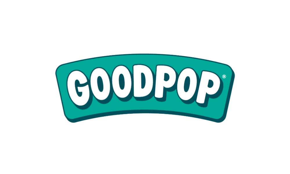 The GOODPOP logo in teal and white letters on a teal background