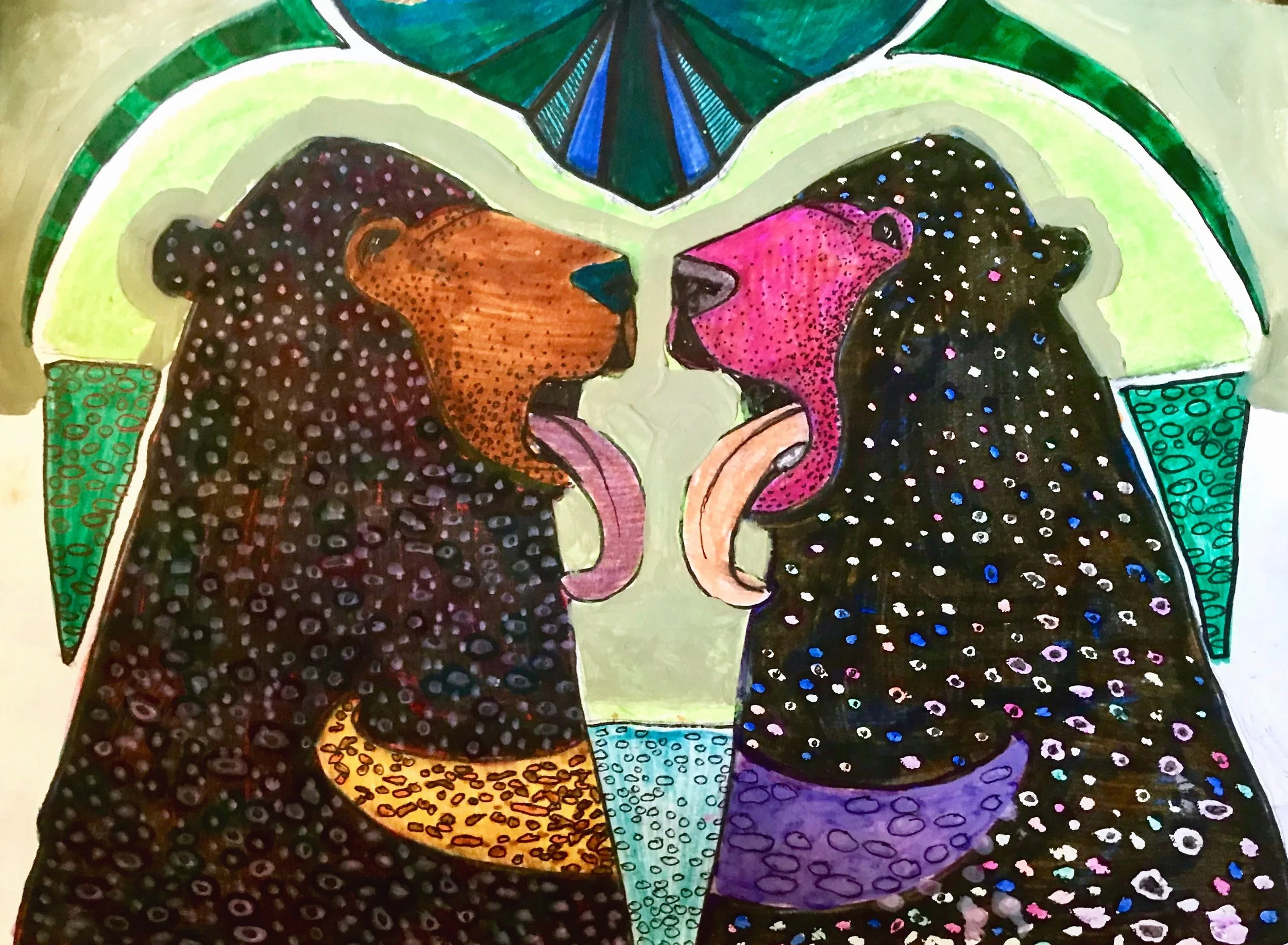 "Sun Bears" Mixed Media, 2018