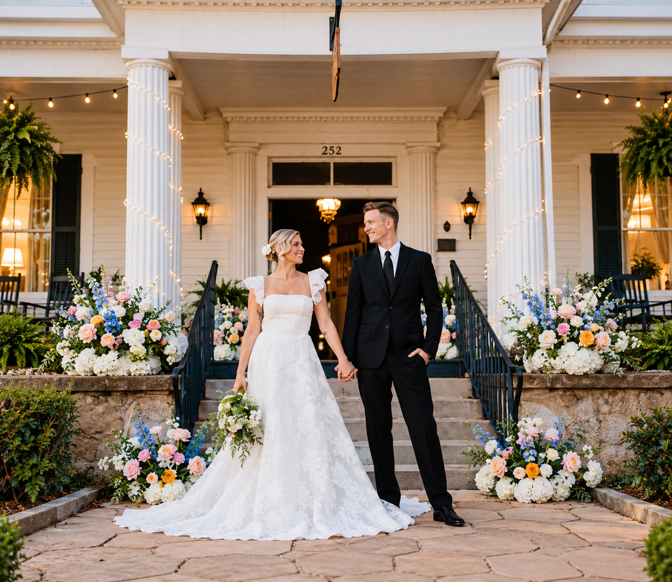 Wedding at The Veranda Historic Inn, a historic wedding and event venue in Senoia, Georgia.