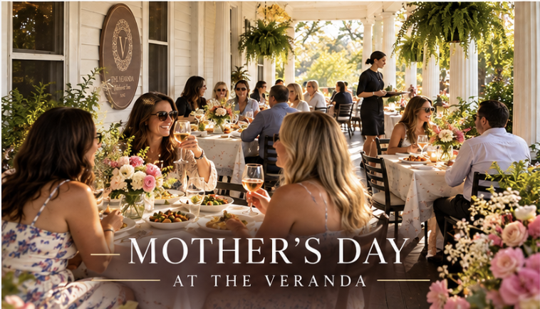 Mother's Day celebration and porch dining at The Veranda Historic Inn in Senoia, GA.
