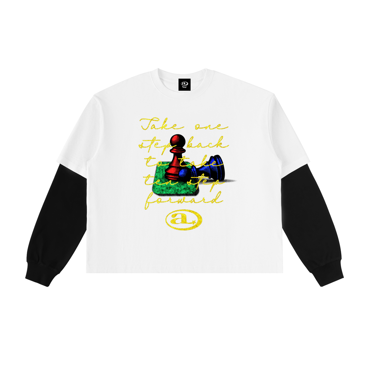 Layered Contrast Sleeve Cotton T-Shirt