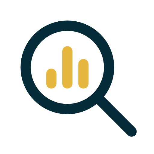 Magnifying glass with a bar chart inside