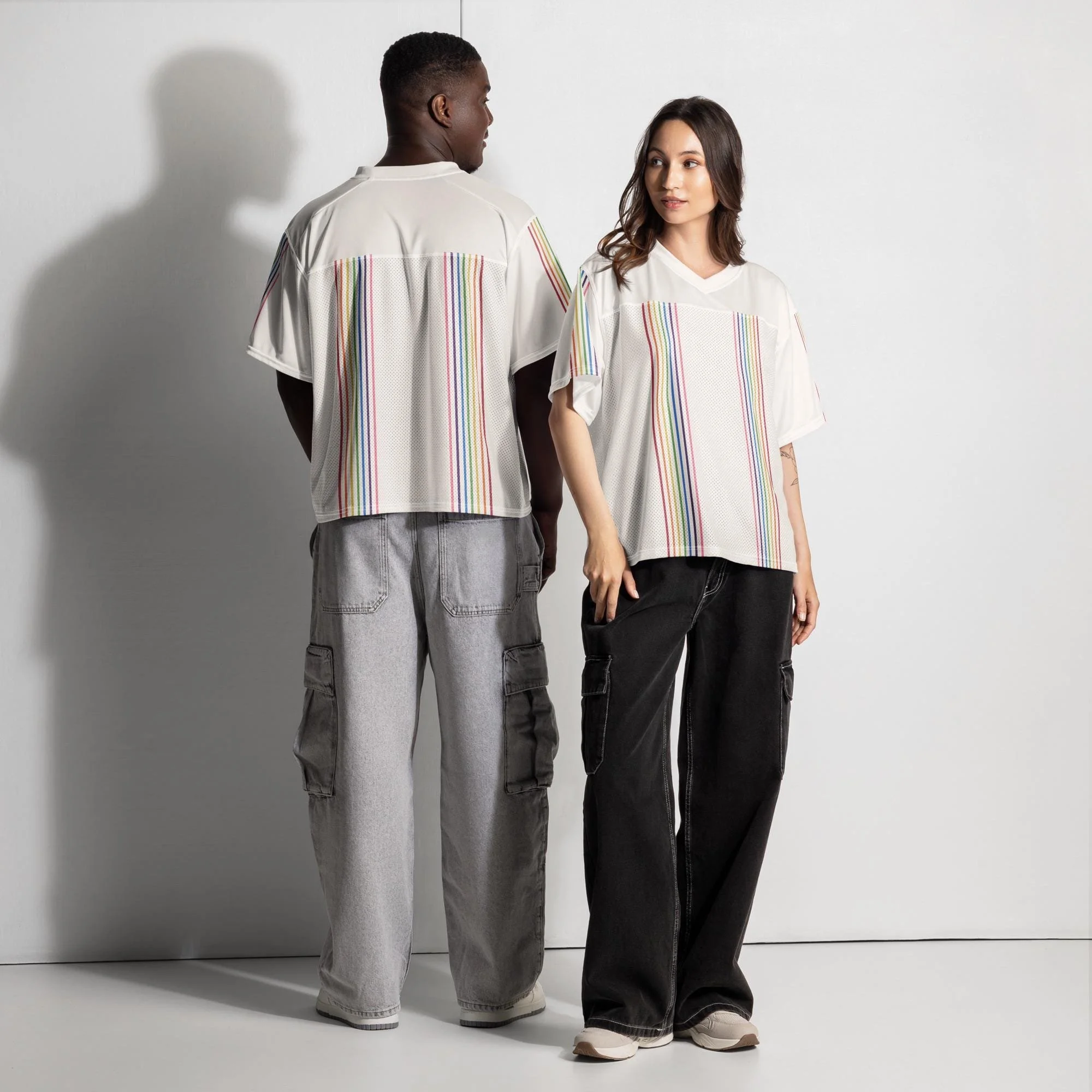 Rainbow Pride Jersey | Boxy Mesh Football Shirt | Retro LGBTQ Pride Outfit | Pride Streetwear | Gender Neutral Pride Top | Queer Gift
