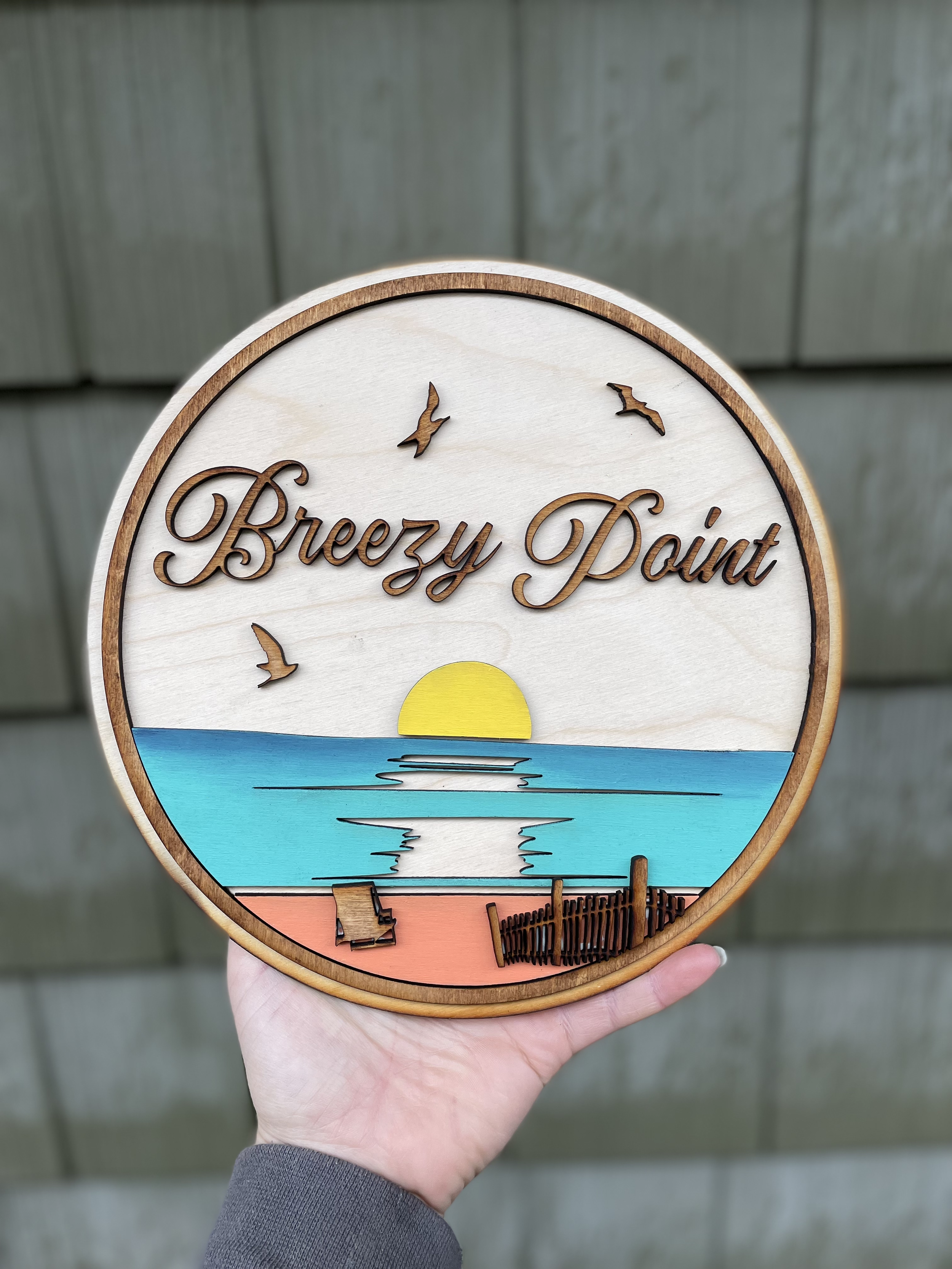 Beach Scene 2 | Custom Laser Cut, Hand-Painted Sign 9.5