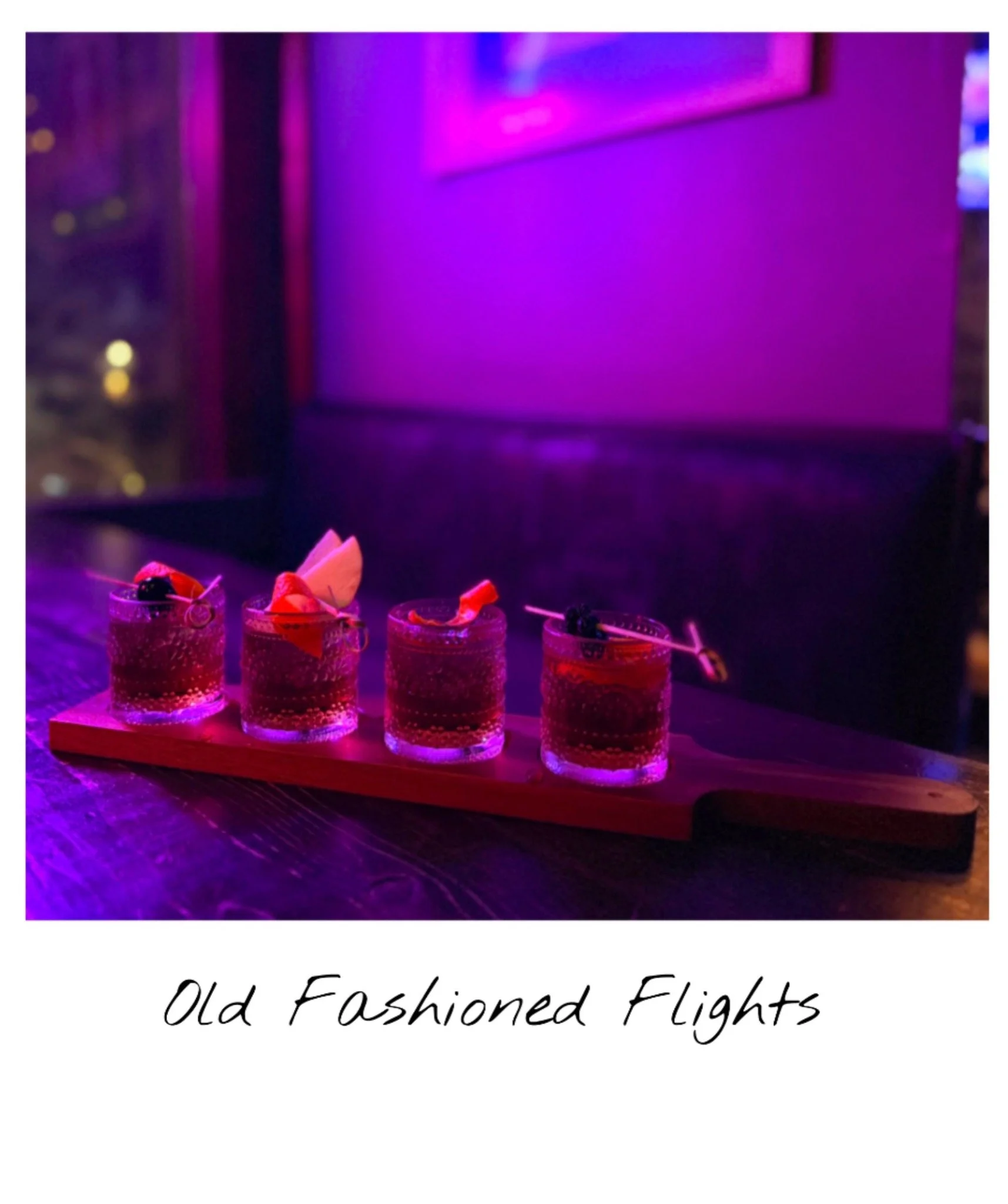 A flight of Old Fashioned cocktails at Northside Social