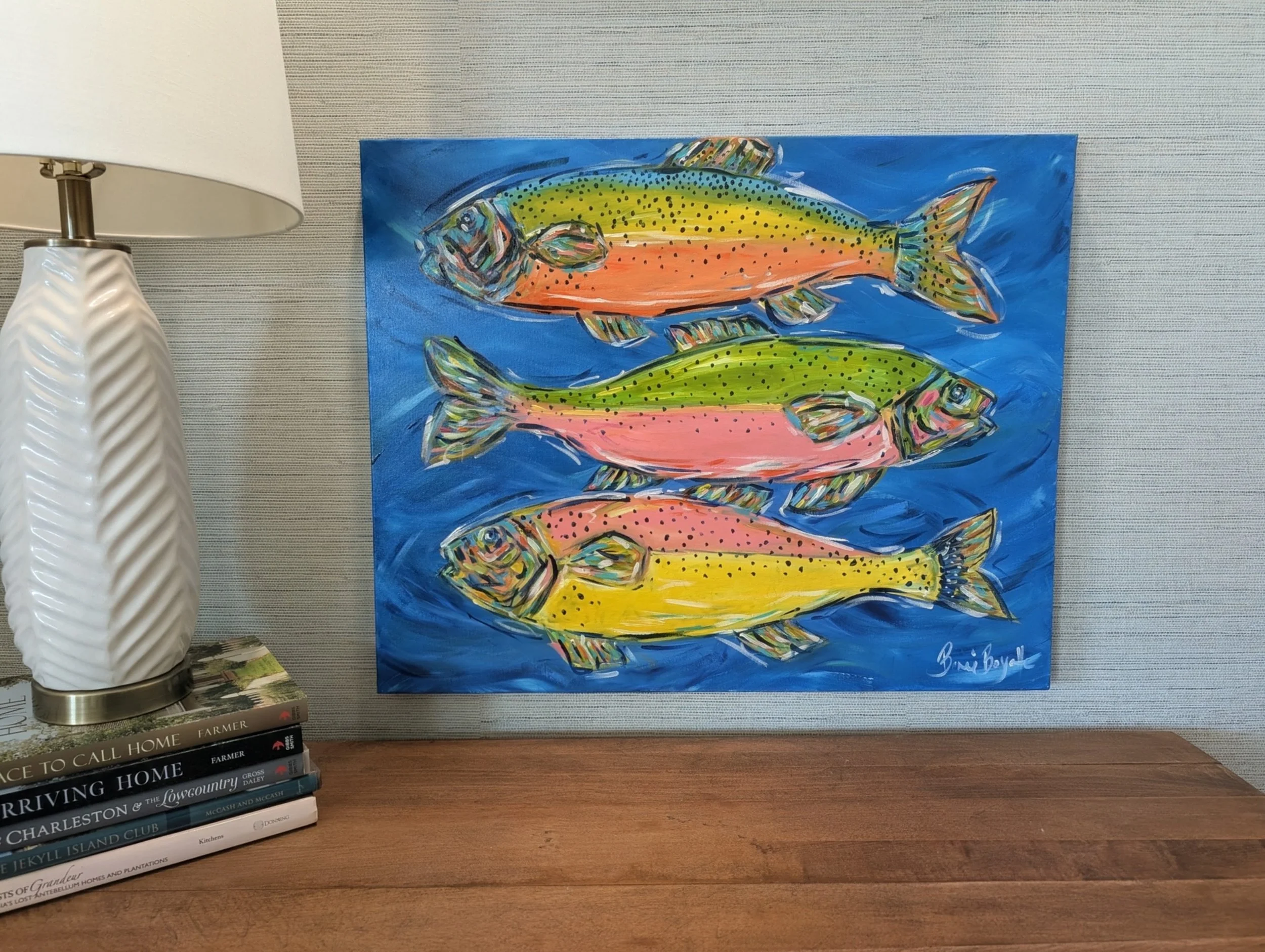 Triple fish painting 24 x 30