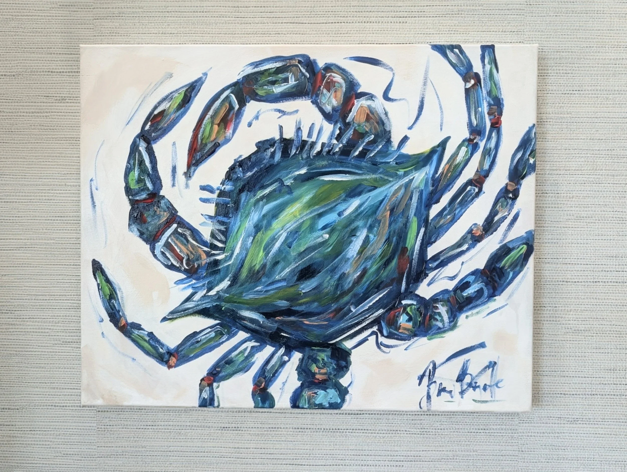 Blue Crab painting on canvas 16 x 20
