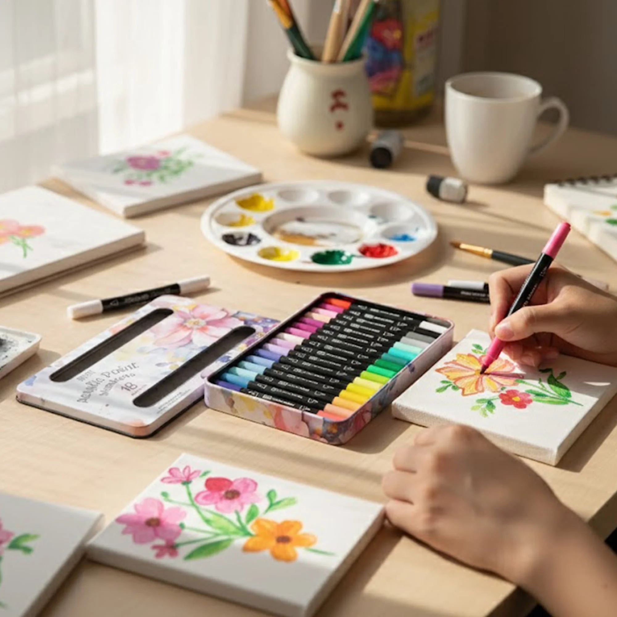 Artist Concepts acrylic paint markers in use on a craft table