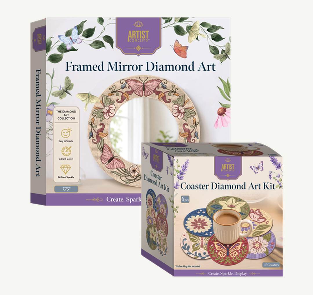 Framed Mirror and Coaster diamond art kits