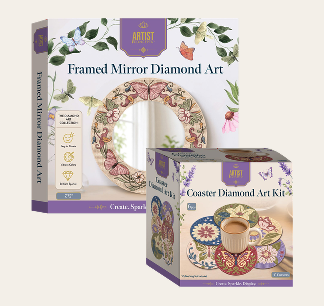 Framed Mirror and Coaster diamond art kits