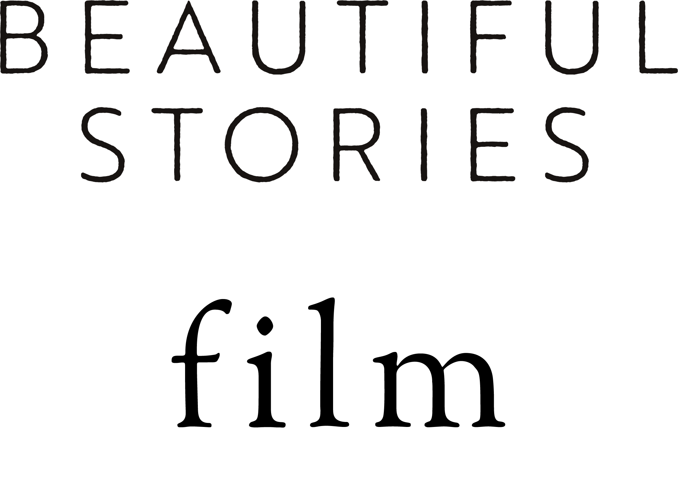 The image shows black text reading 'BEAUTIFUL STORIES' on a transparent or black background.