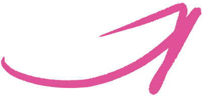 Pink arrow illustration with a curved tail and pointed tip.