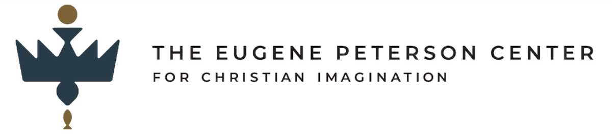 The logo of The Eugene Peterson Center for Christian Imagination featuring a stylized graphic of a dove, with the center's name and mission statement.