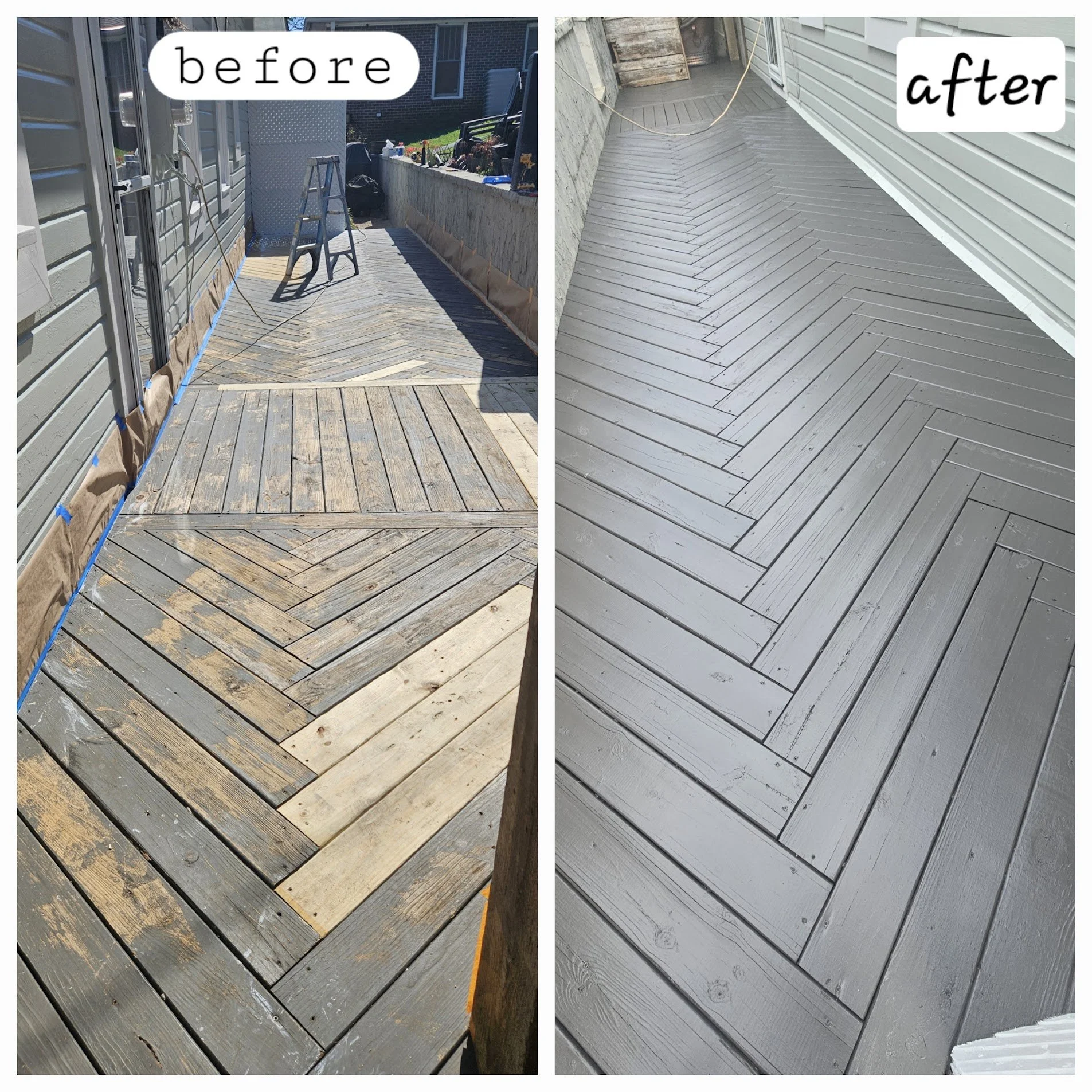 Before & After: Deck painting in Guntersville, Alabama.
