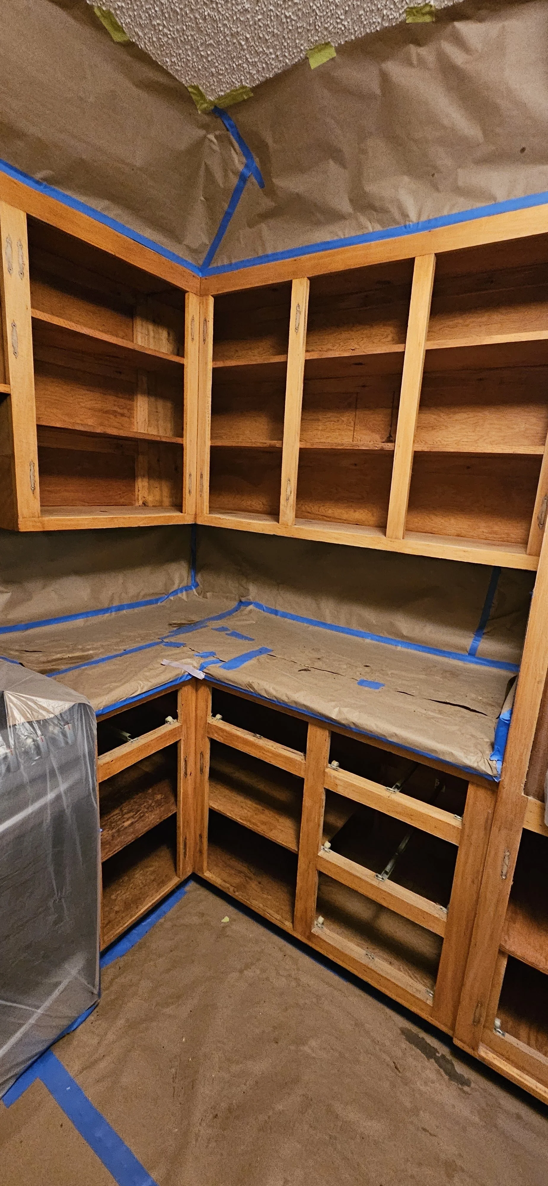 Before: Prepared Kitchen Cabinets for painting in Boaz, Alabama.