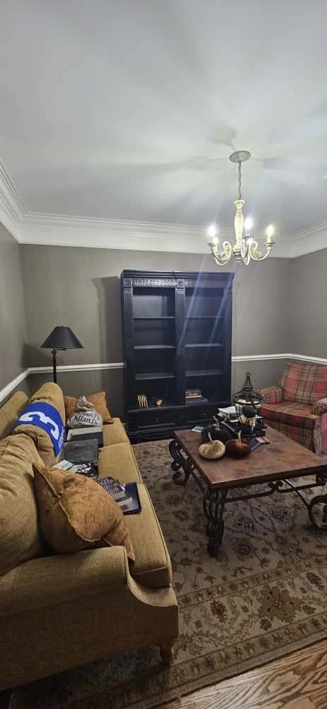 After: Interior painting project, living room in Union Grove, Alabama.