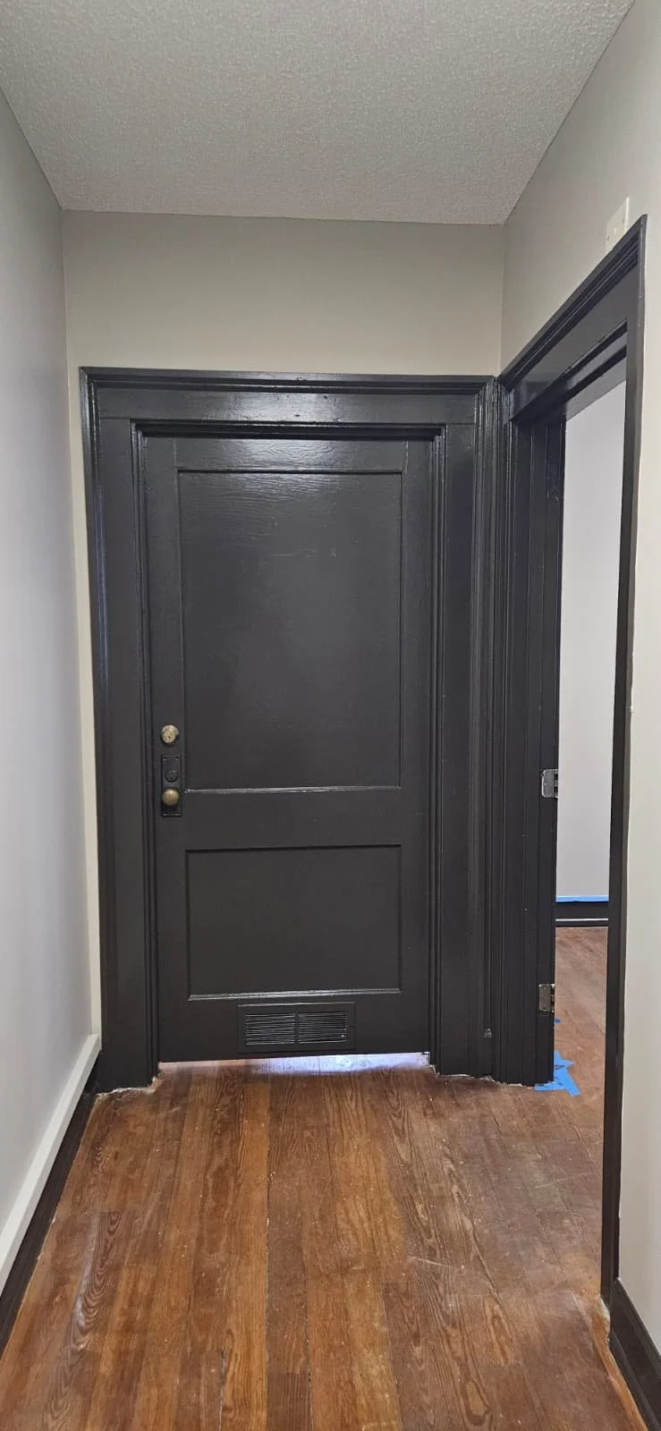 Interior door painted in a commercial building in Guntersville, Alabama.