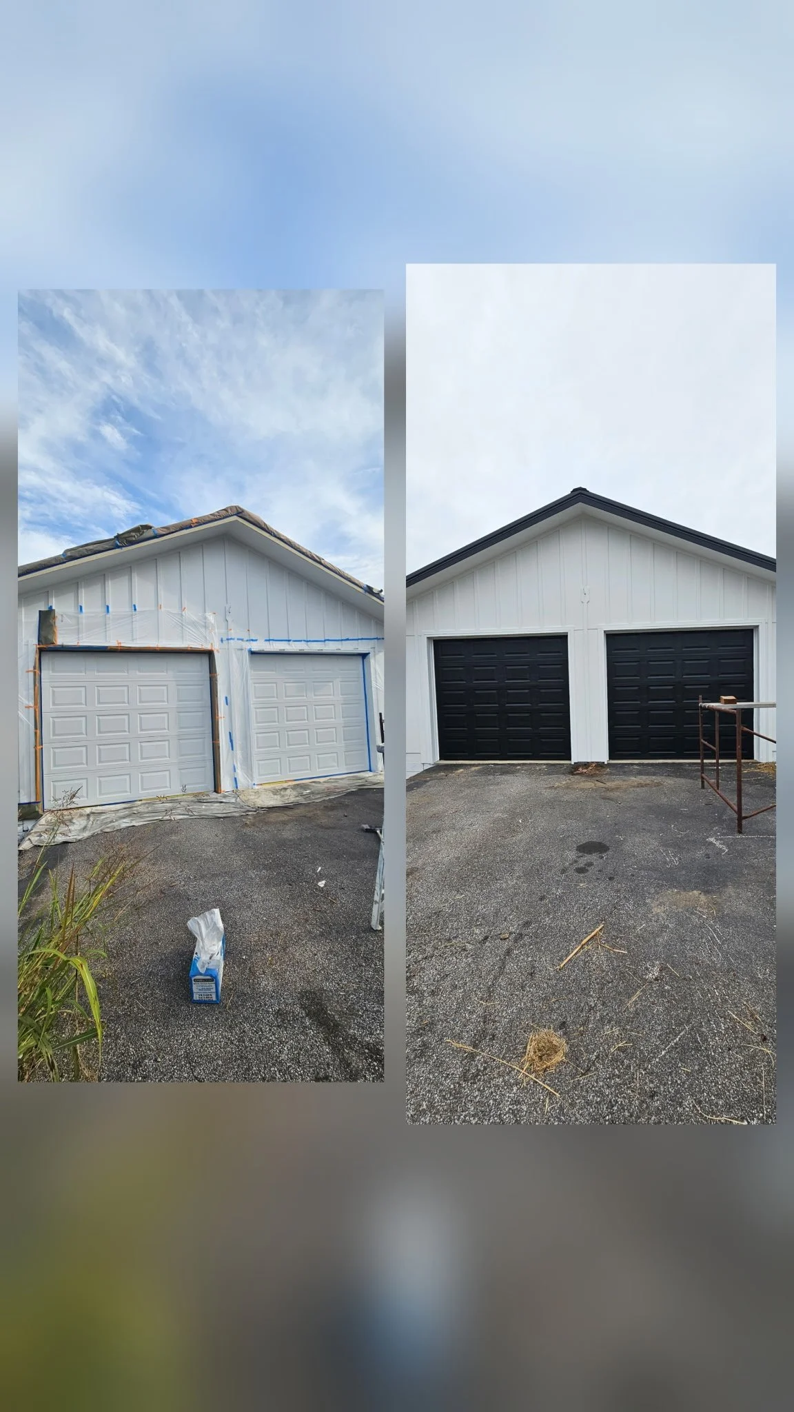 Painting Garage Doors Before & After