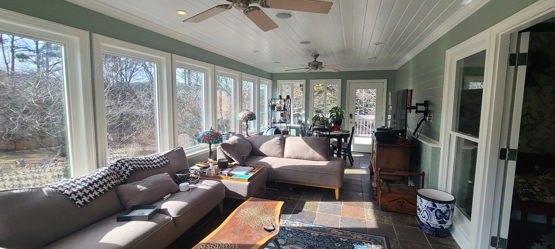 Interior painting of a sunroom in Huntsville, Alabama.