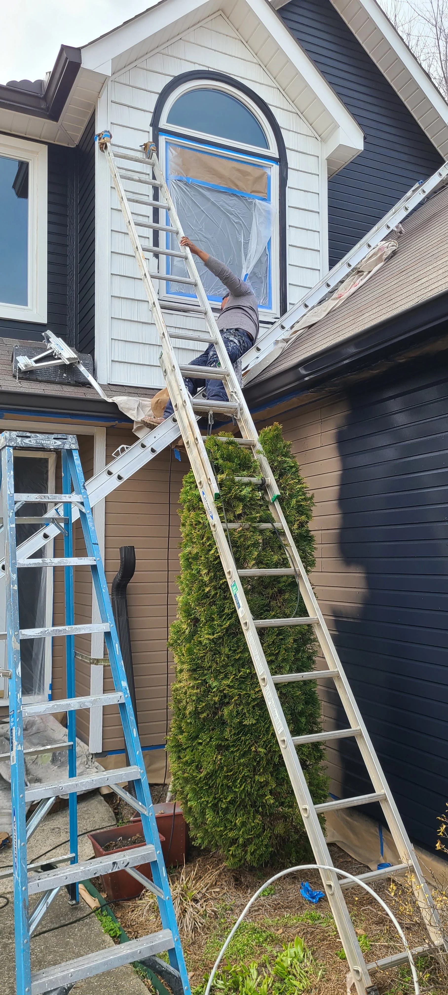 This was from an exterior painting project. The owner wanted the house painted back and white for fresh contrast in Albertville, Alabama.