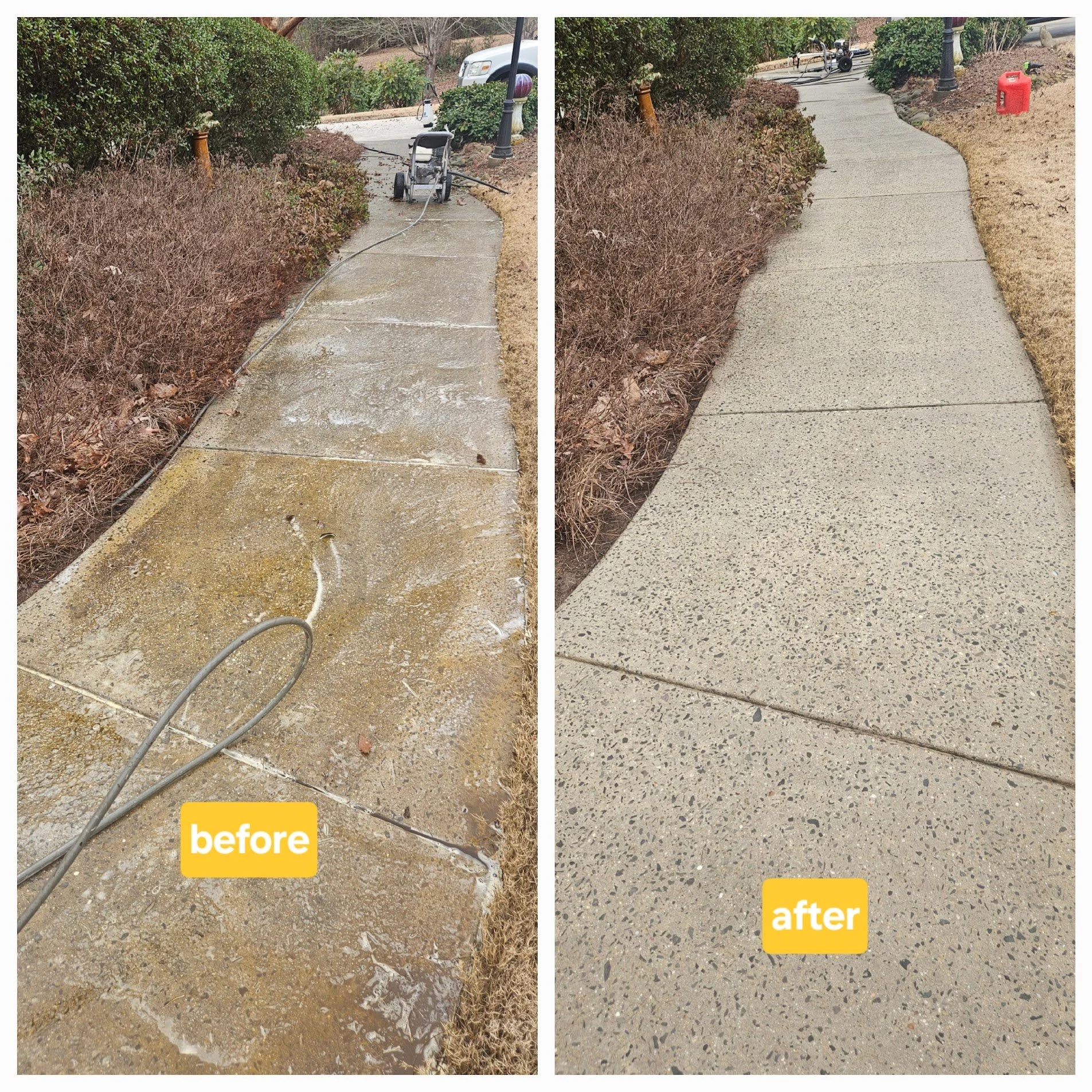Power-Washing a walkway in Union Grove, Alabama.