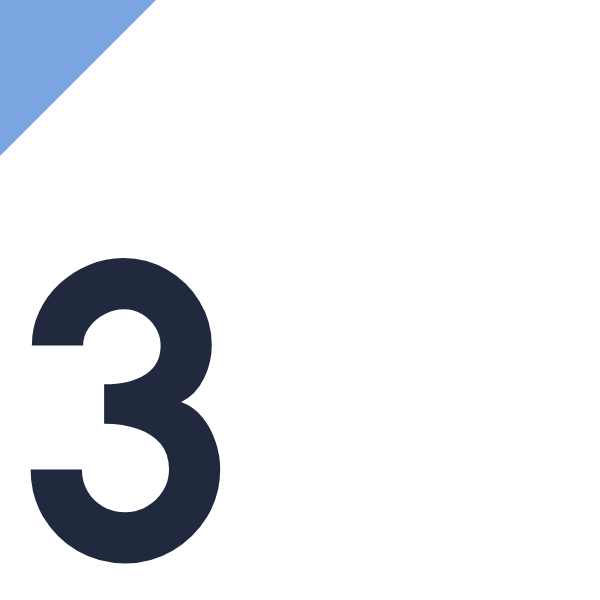Number three graphic with blue, black, and white design elements.