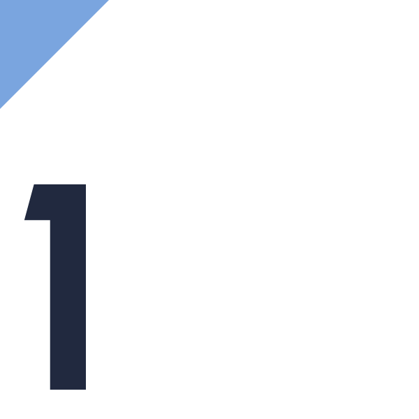 A stylized number one with a black background and a light blue triangle in the top left corner.