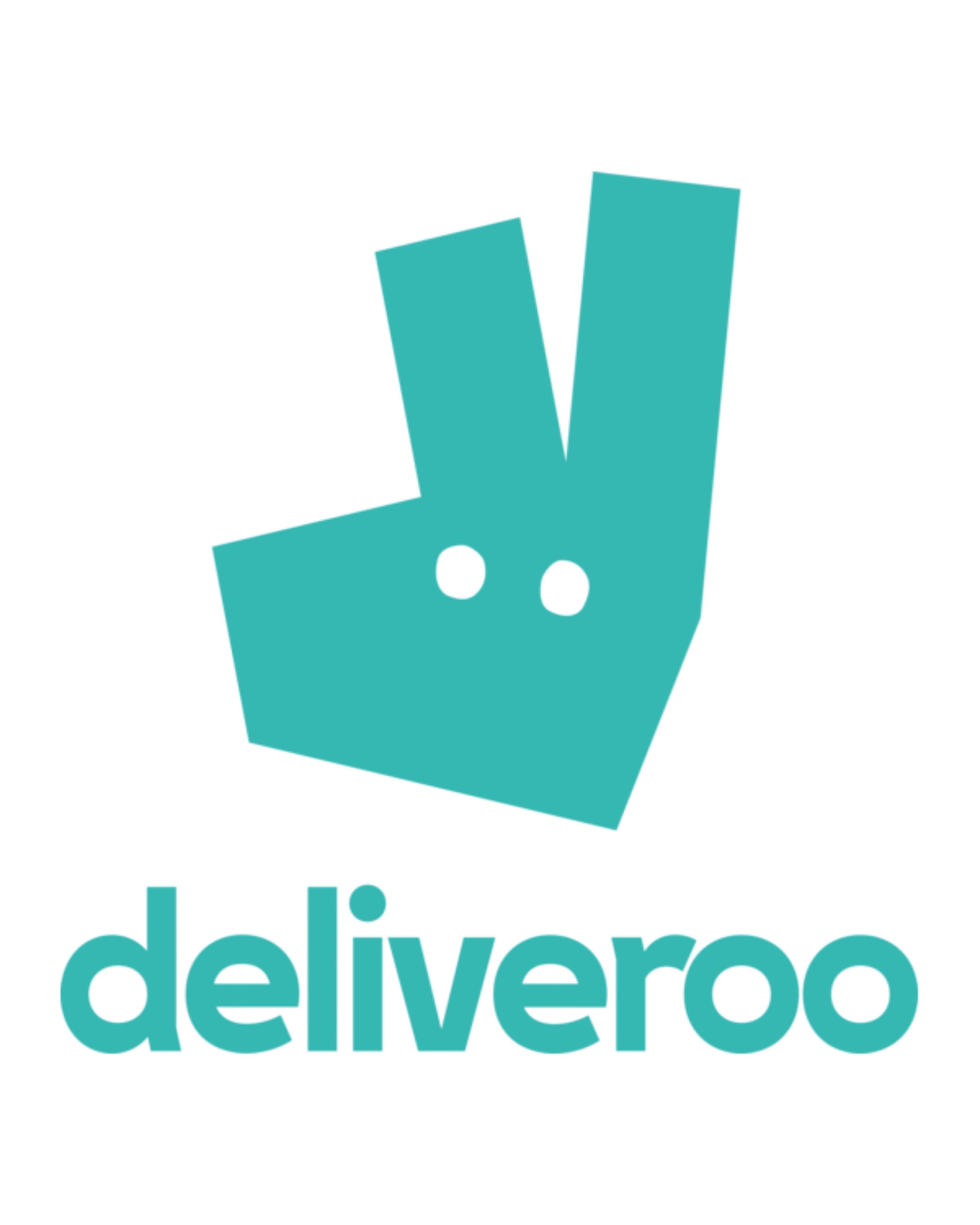 Close-up of a teal-colored shopping cart with a cutout handle and two circular holes, positioned in front of the text 'reliance' in teal letters on a black background.