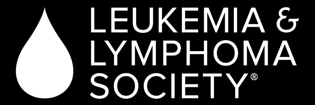 Leukemia & Lymphoma Society logo with a white droplet symbol on a black background.