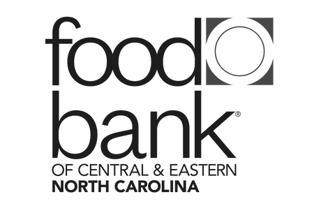 Logo of the Food Bank of Central & Eastern North Carolina with a circular plater design element