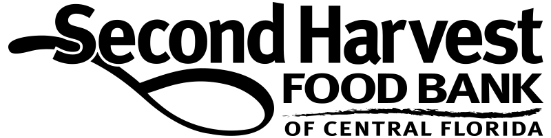 Black logo for Second Harvest Food Bank of Central Florida with spoon design element