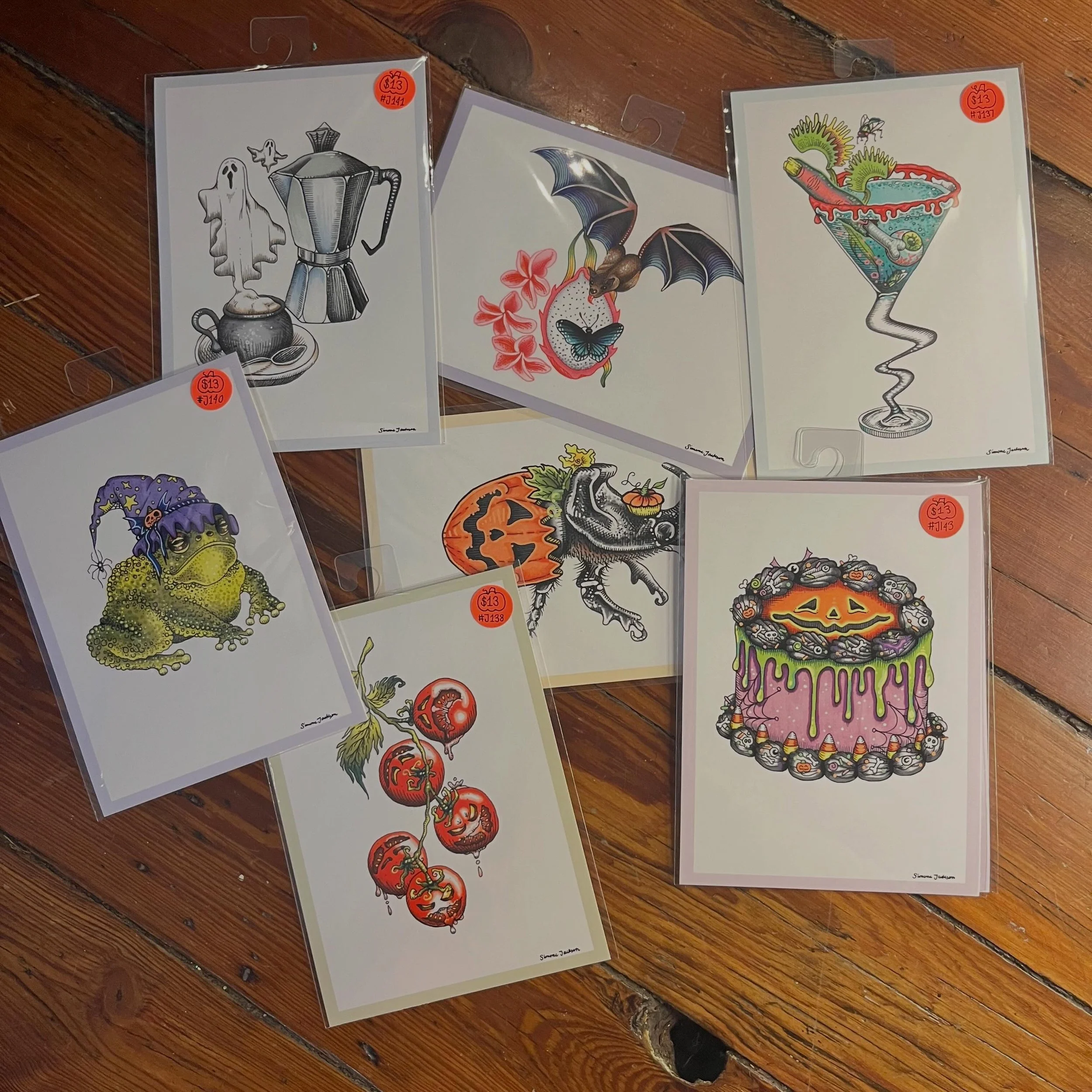 OPEN 11-7 Saturday, 11-6 Sunday (-:
1: @odditiques thats right, it is spooky prints
2: @the_eb_studio and spooky stickers, jacked-o-lantern makes me giggle everytime
3: @waste.n0t.want.n0t new vendor!!! 
4: @gentlethrills so excited to offer these no
