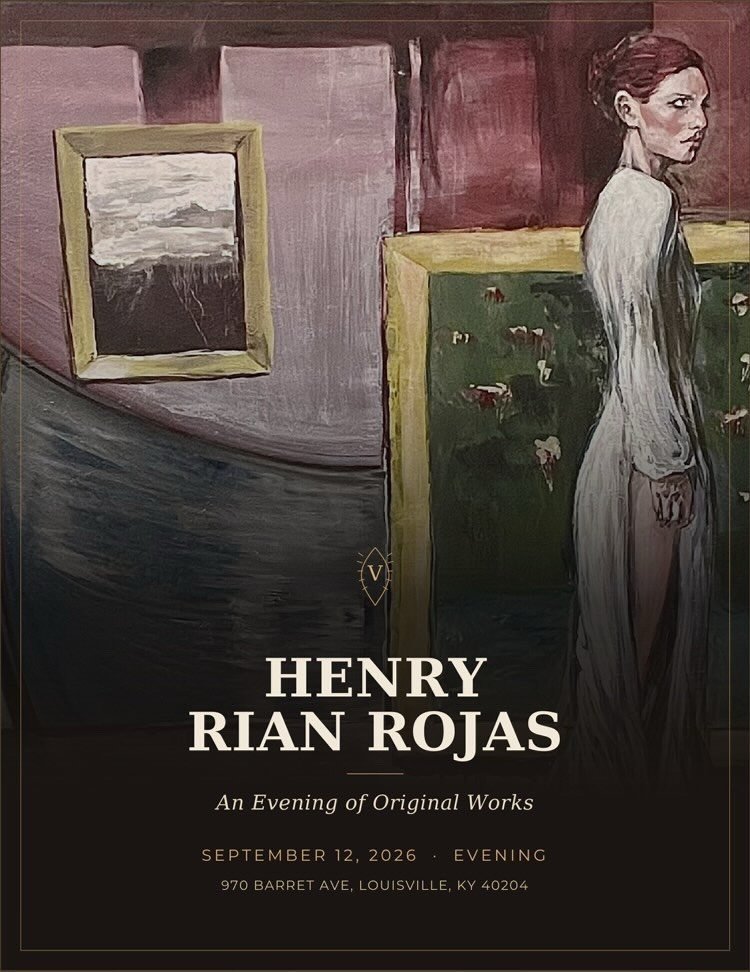 Henry Rian Rojas in the gallery for September! Join us and Henry on 9/12 6-8pm to view &ldquo;Home, Allegedly&rdquo;. 
&ldquo;These paintings live in the space between belonging and its absence. Figures inhabit rooms, thresholds, and open air with a 