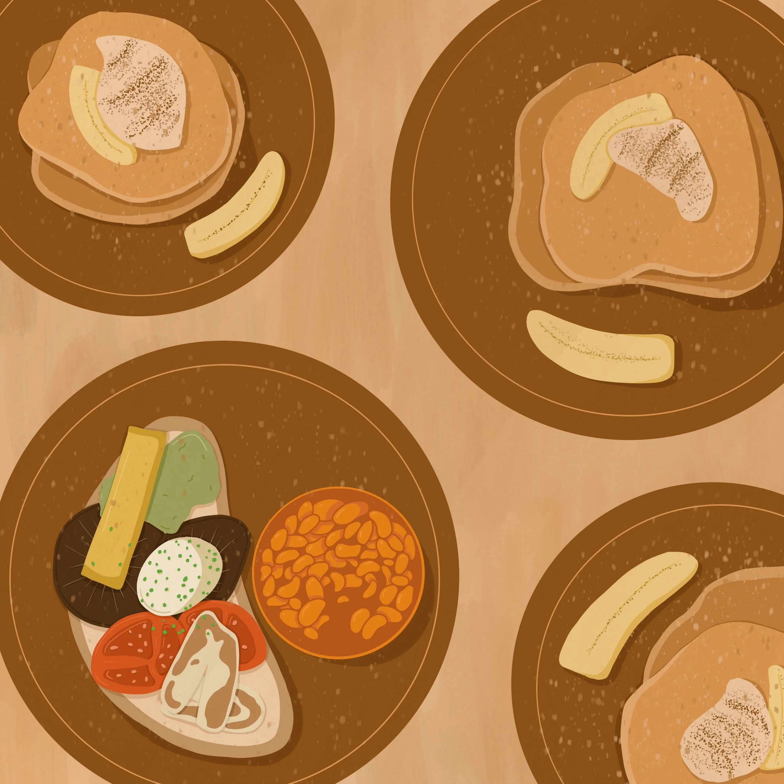 Pancakes and full veggie breakfast