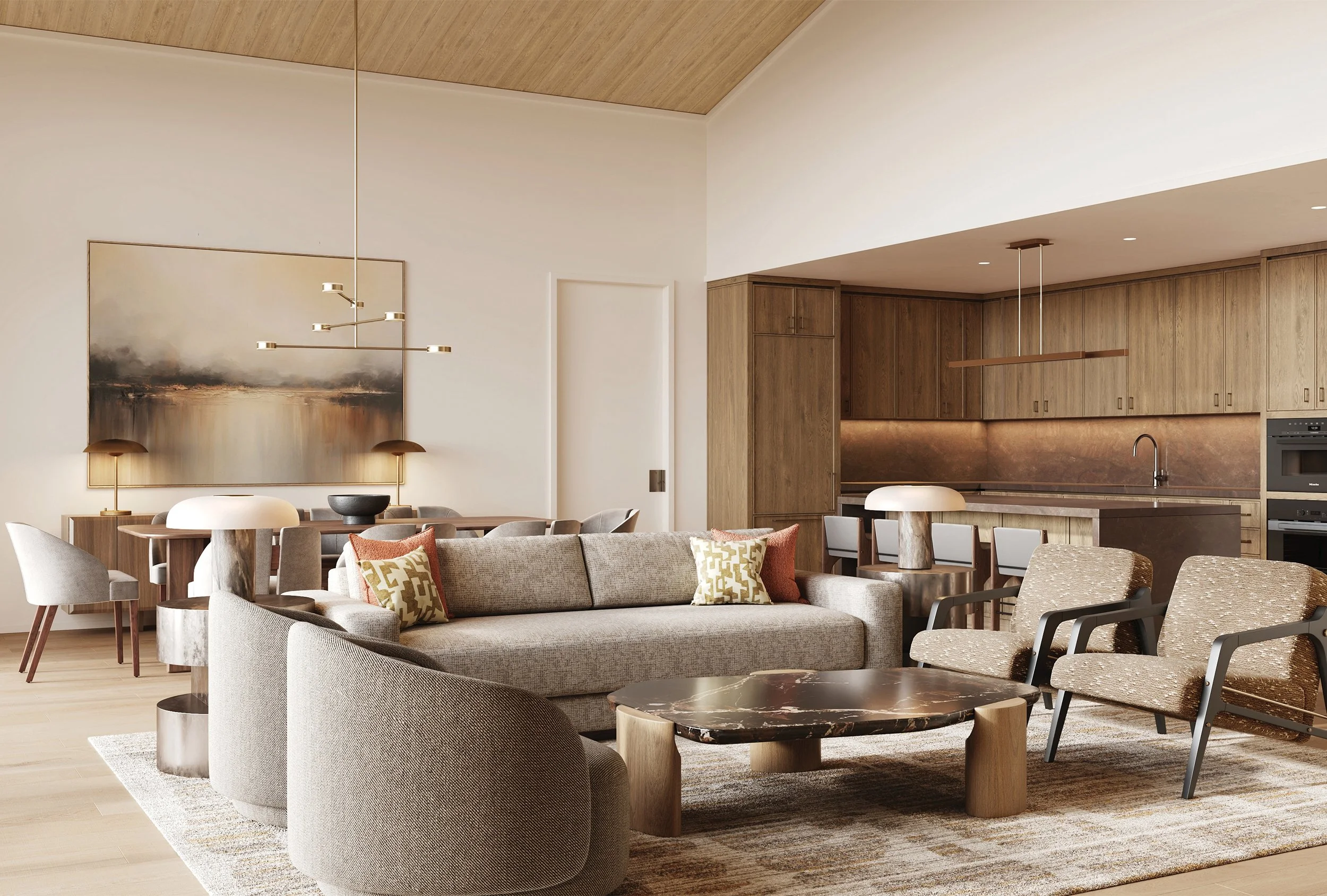 Open concept kitchen and living
