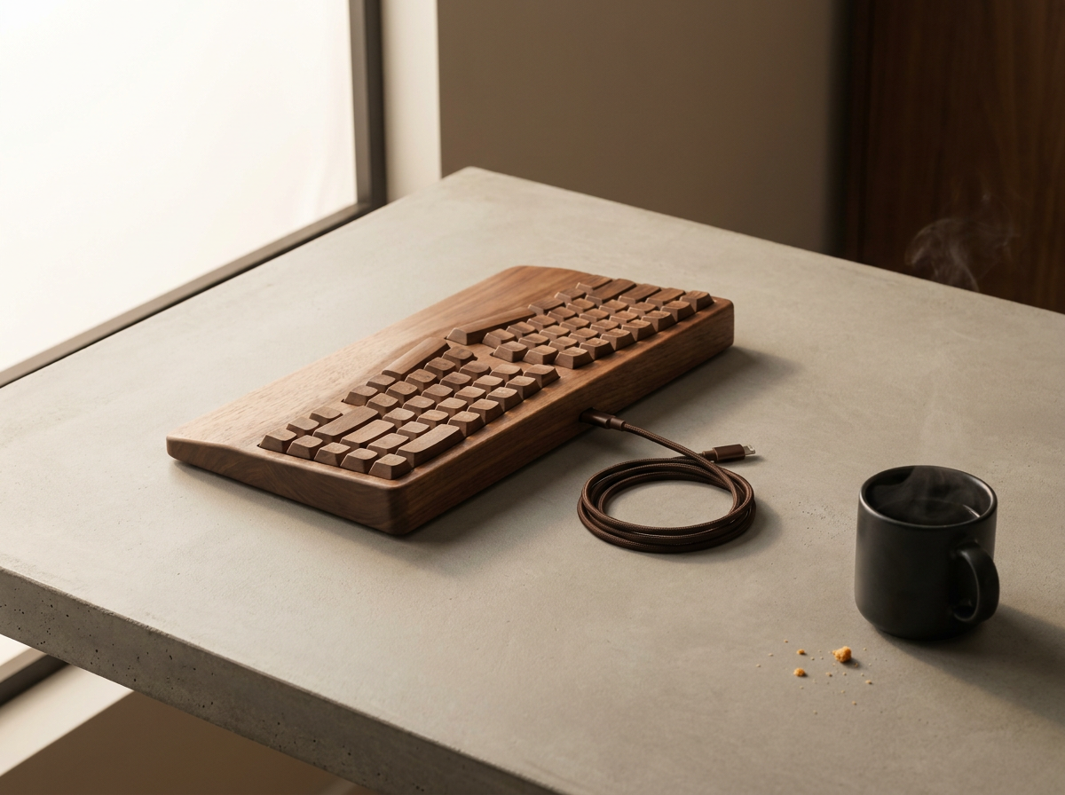 Ergonomic Wooden Keyboard