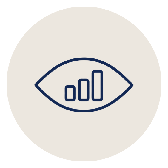 An eye icon with a bar graph inside it, symbolizing fractional controller & financial oversight services