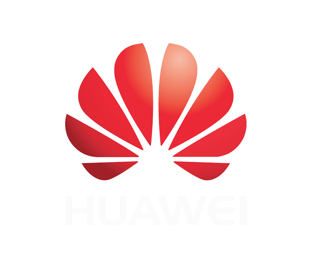 Huawei logo met een rode bloemachtig teken.