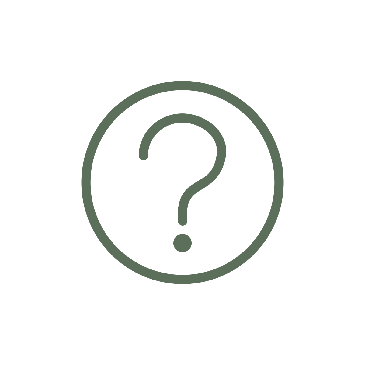 Question mark inside a circle.