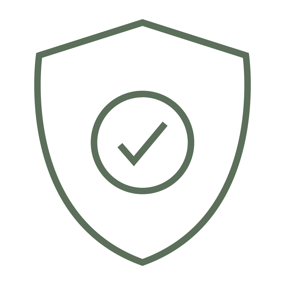 A shield icon with a checkmark inside a circle in the center, symbolizing security or protection.