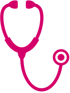Simple pink outline of a stethoscope.