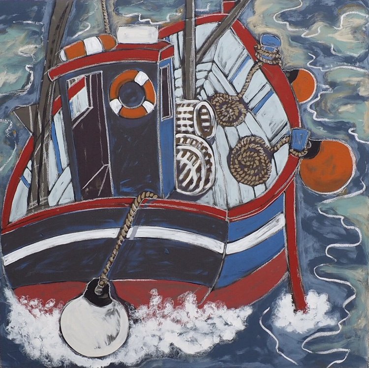 En route pour la pêche — peinture de Fabricia Lepoutre