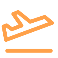 An orange line drawing of a simple, stylized shape or symbol, on a white background.