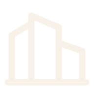 Simple white icon of three skyscrapers on a transparent background.