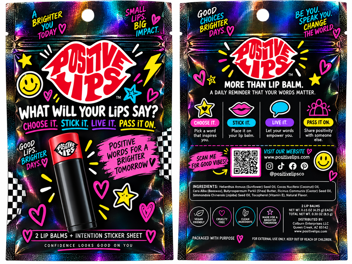 Positive Lips Holographic Pouch Packaging.png
