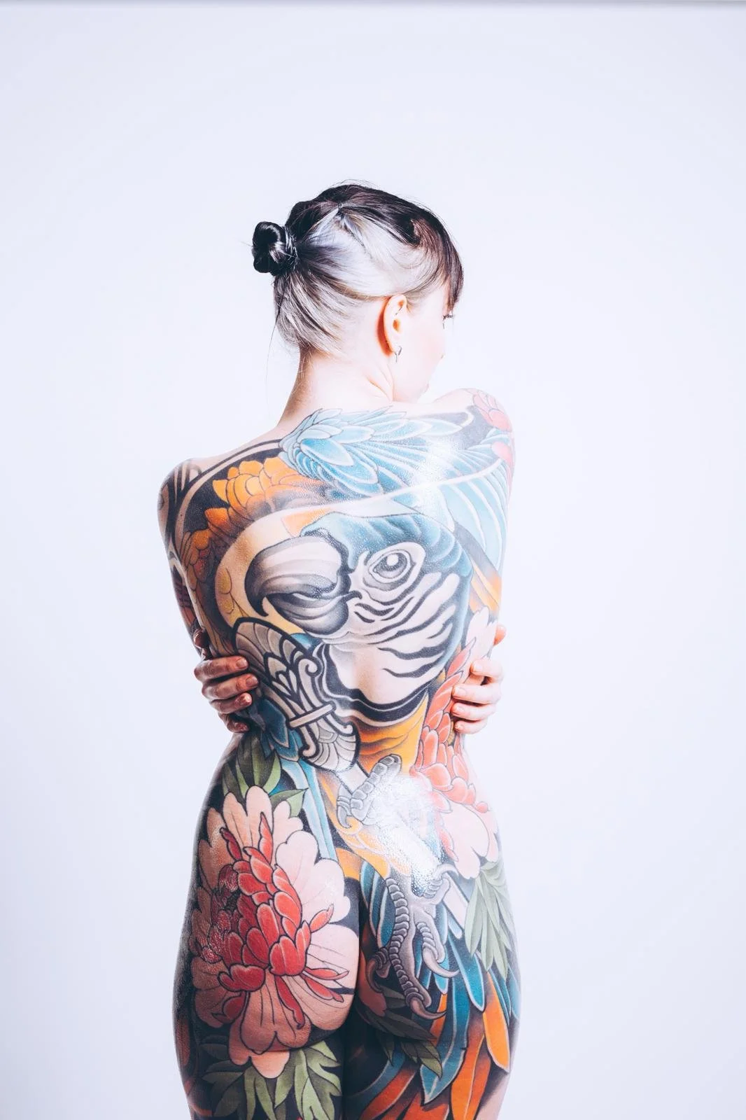 parrot neo traditional backpiece by Johnny Domus at Domus Tattoo art studio
